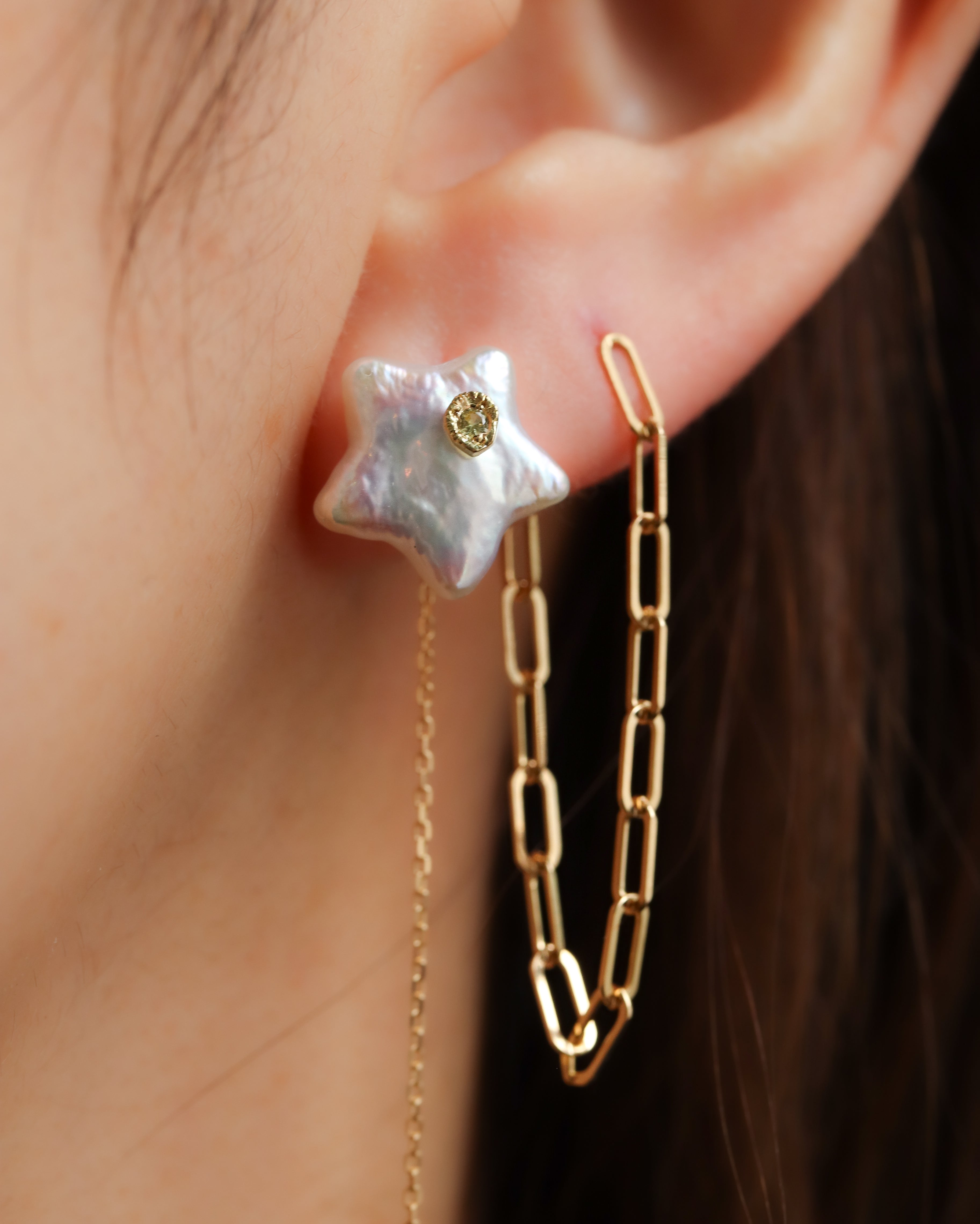 Flat Pierced Earring - Pearl - B