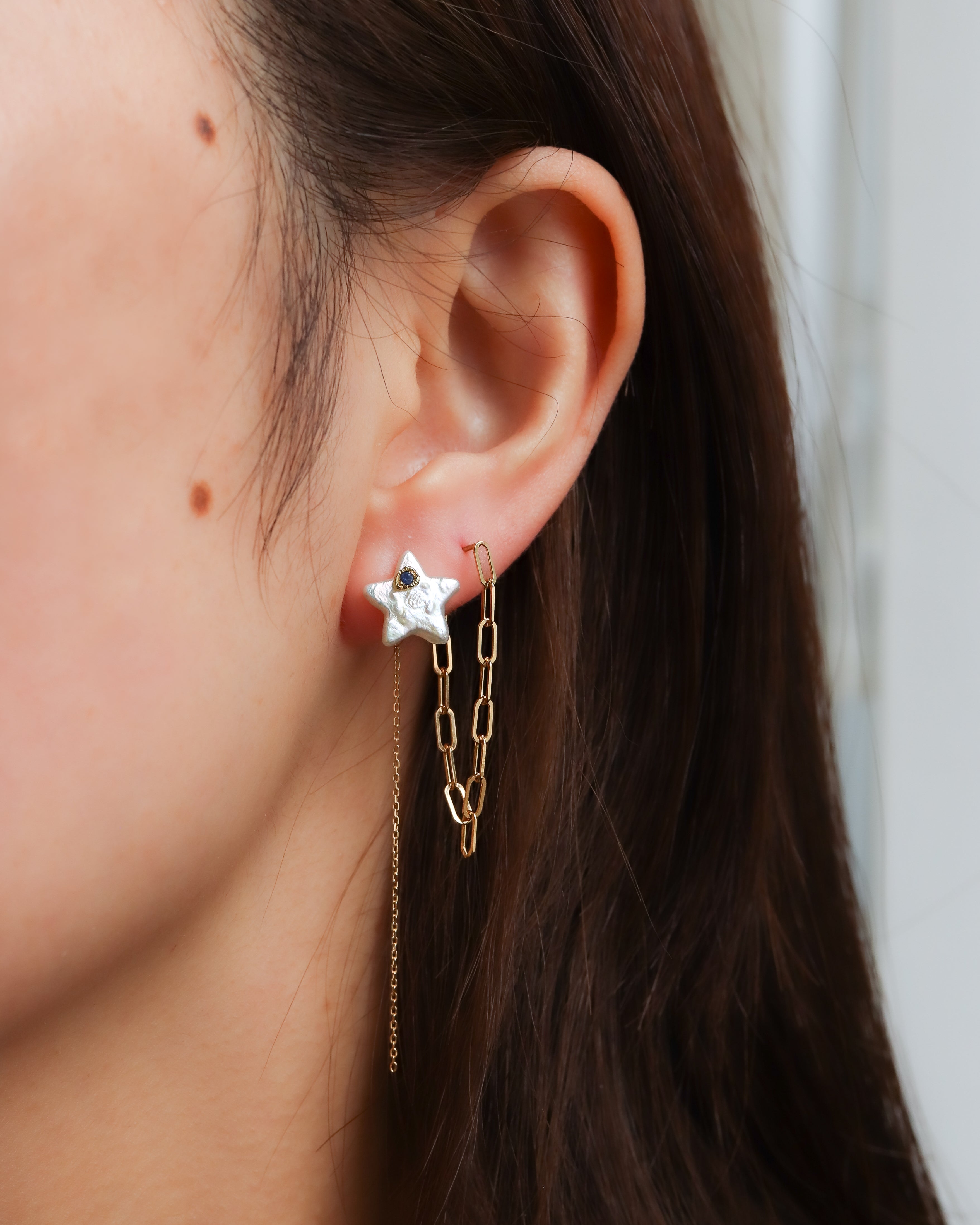 Flat Pierced Earring - Pearl - A