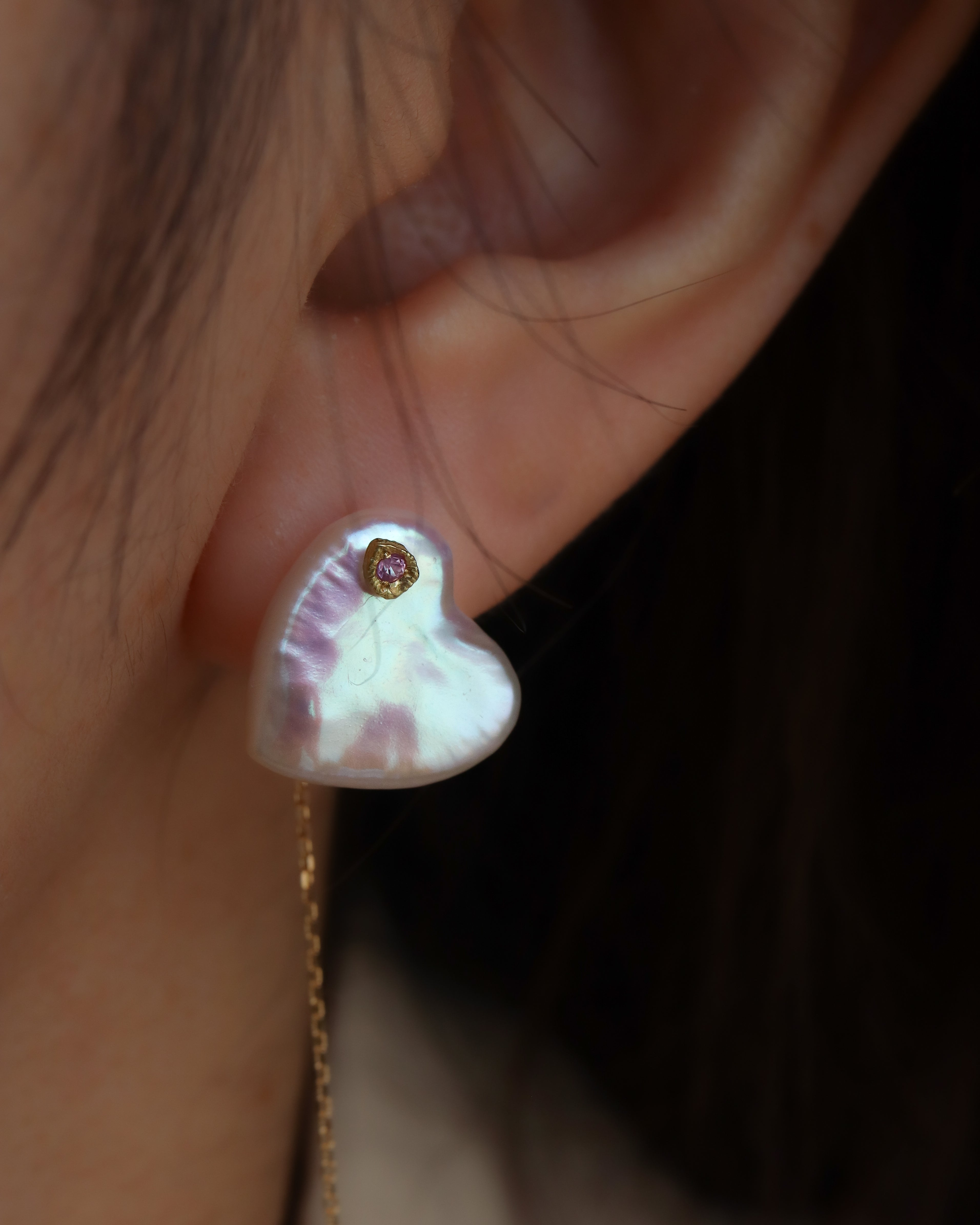 Flat Pierced Earring - Pearl -
