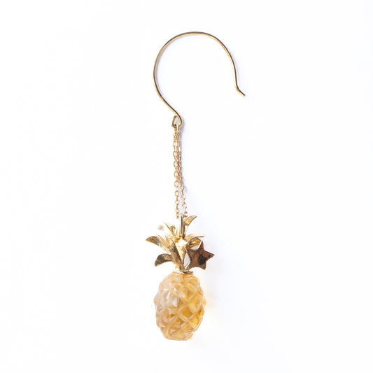 Pineapple Pierced Earrings - Citrine -