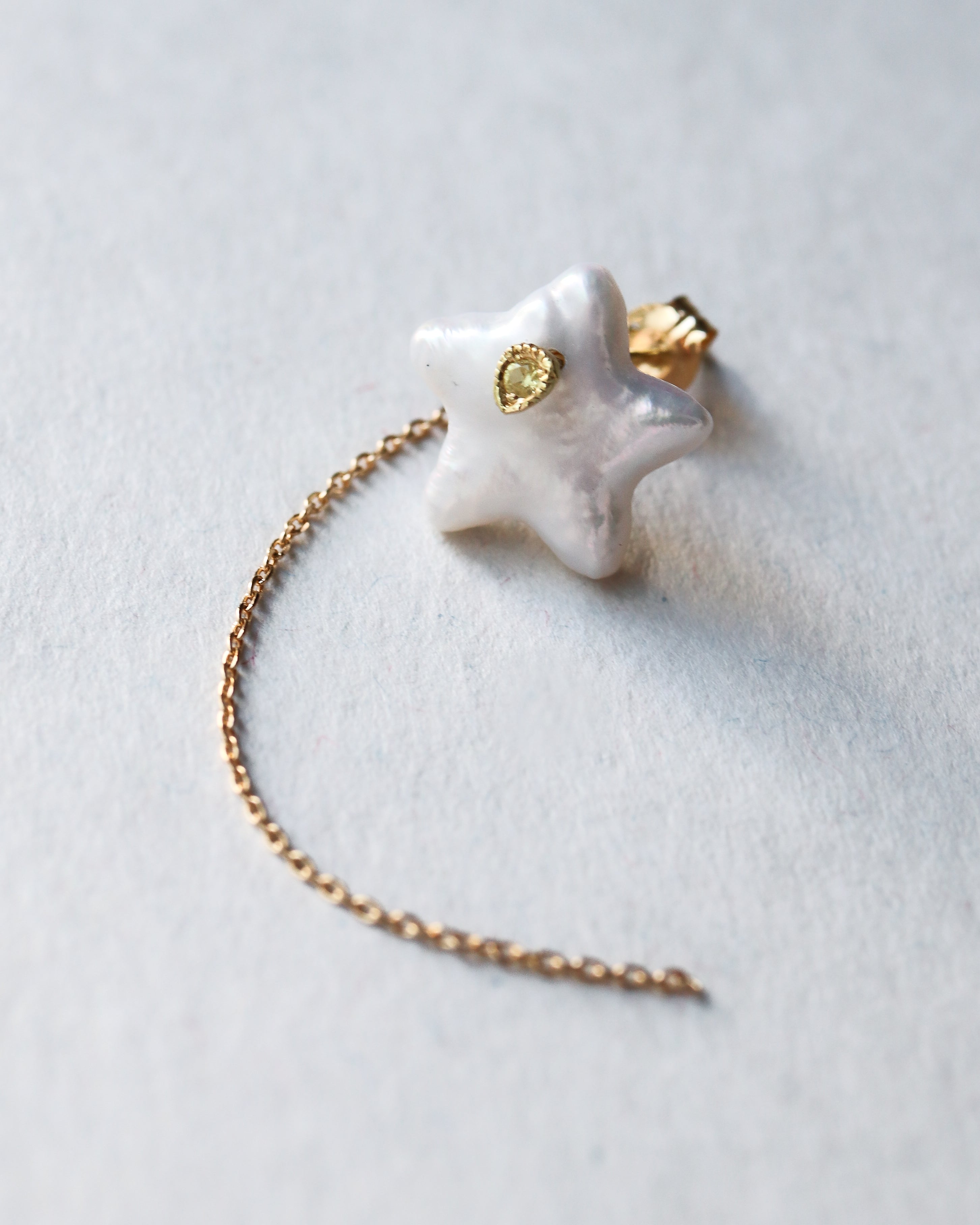 Flat Pierced Earring - Pearl / B -
