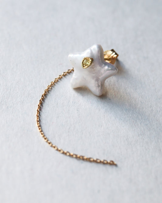 Flat Pierced Earring - Pearl / B -