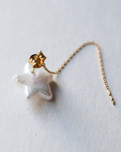 Flat Pierced Earring - Pearl / B -