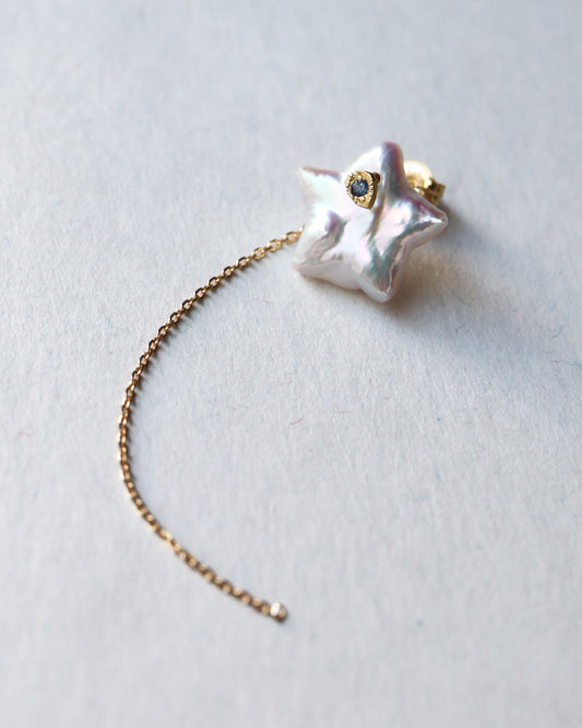 Flat Pierced Earring - Pearl / A -