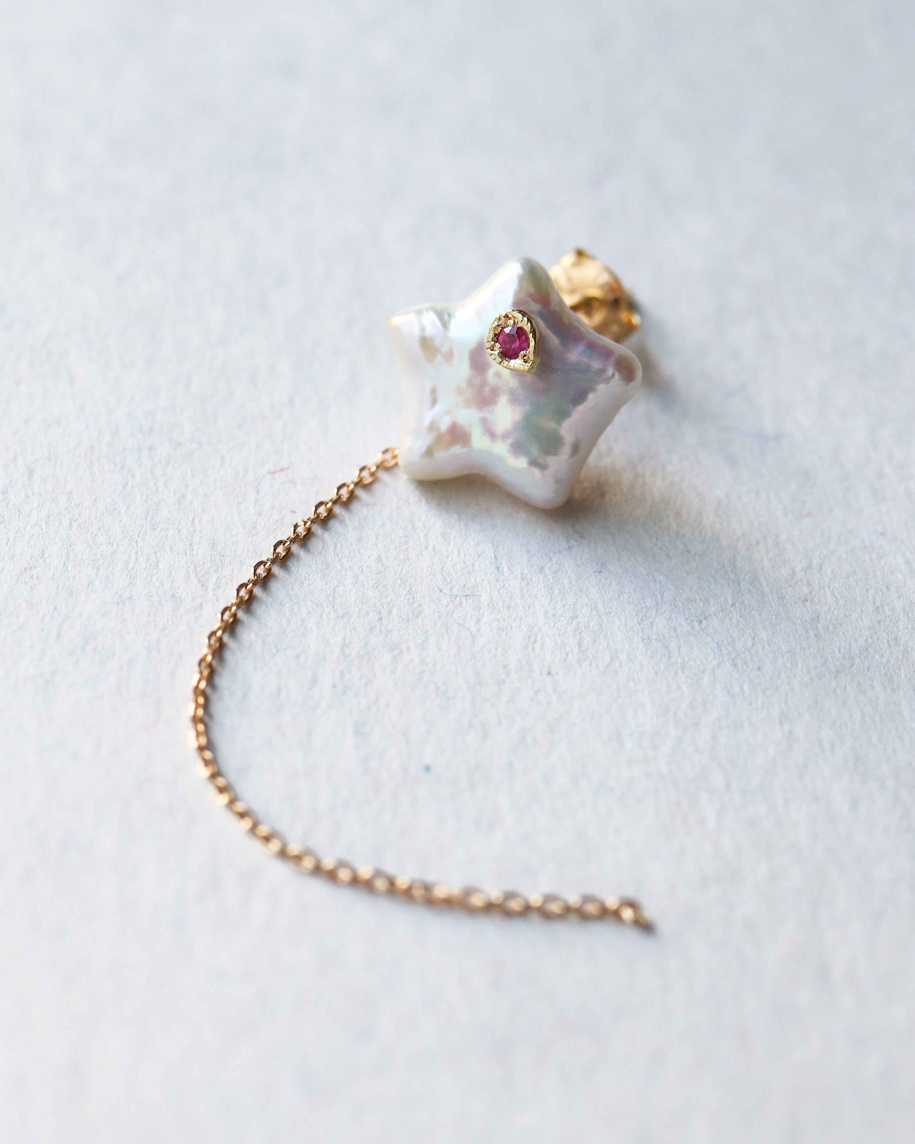 Flat Pierced Earring - Pearl / C -