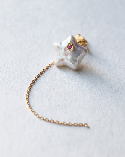 Flat Pierced Earring - Pearl / C -