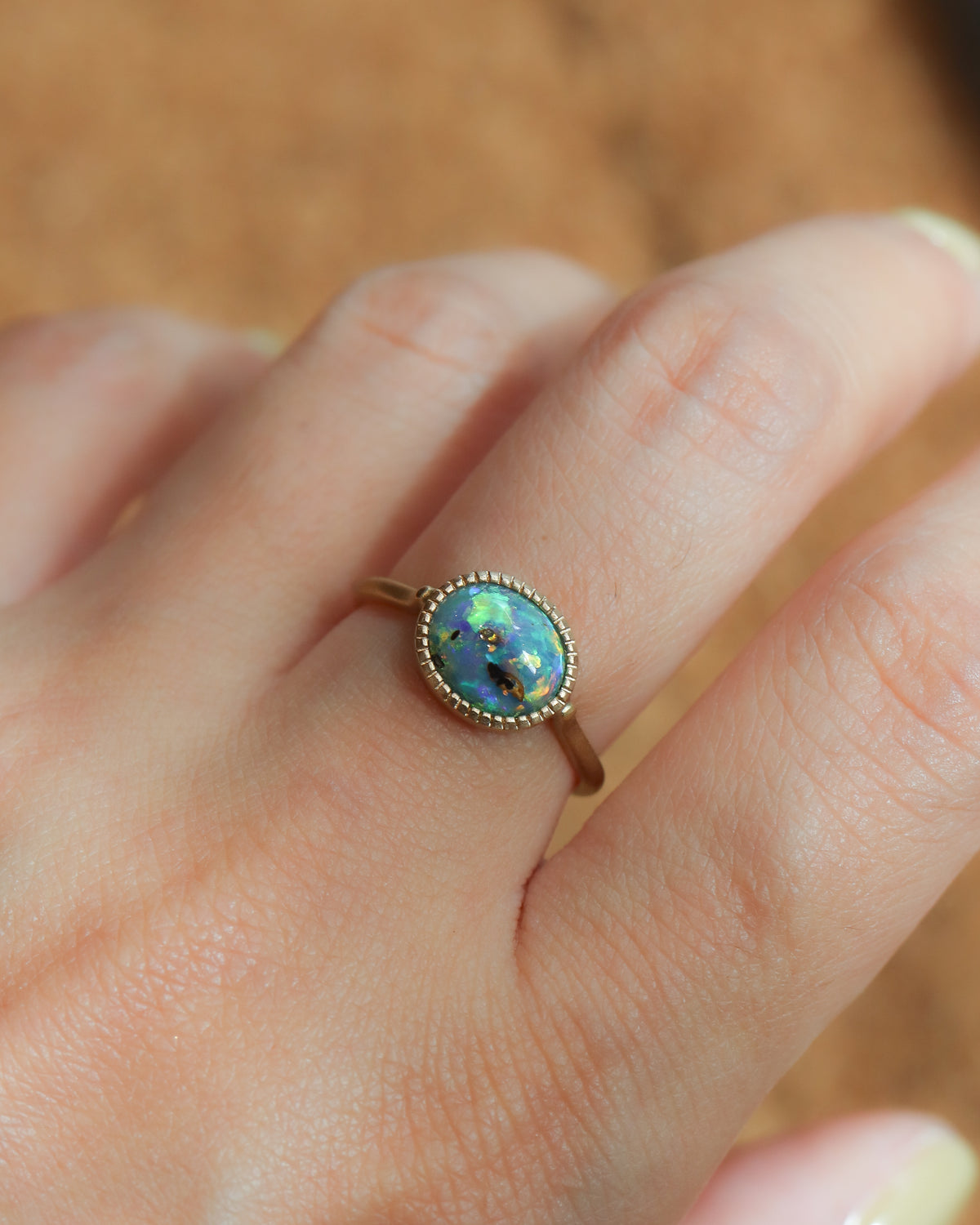 Milgrain Ring - Boulder Opal -
