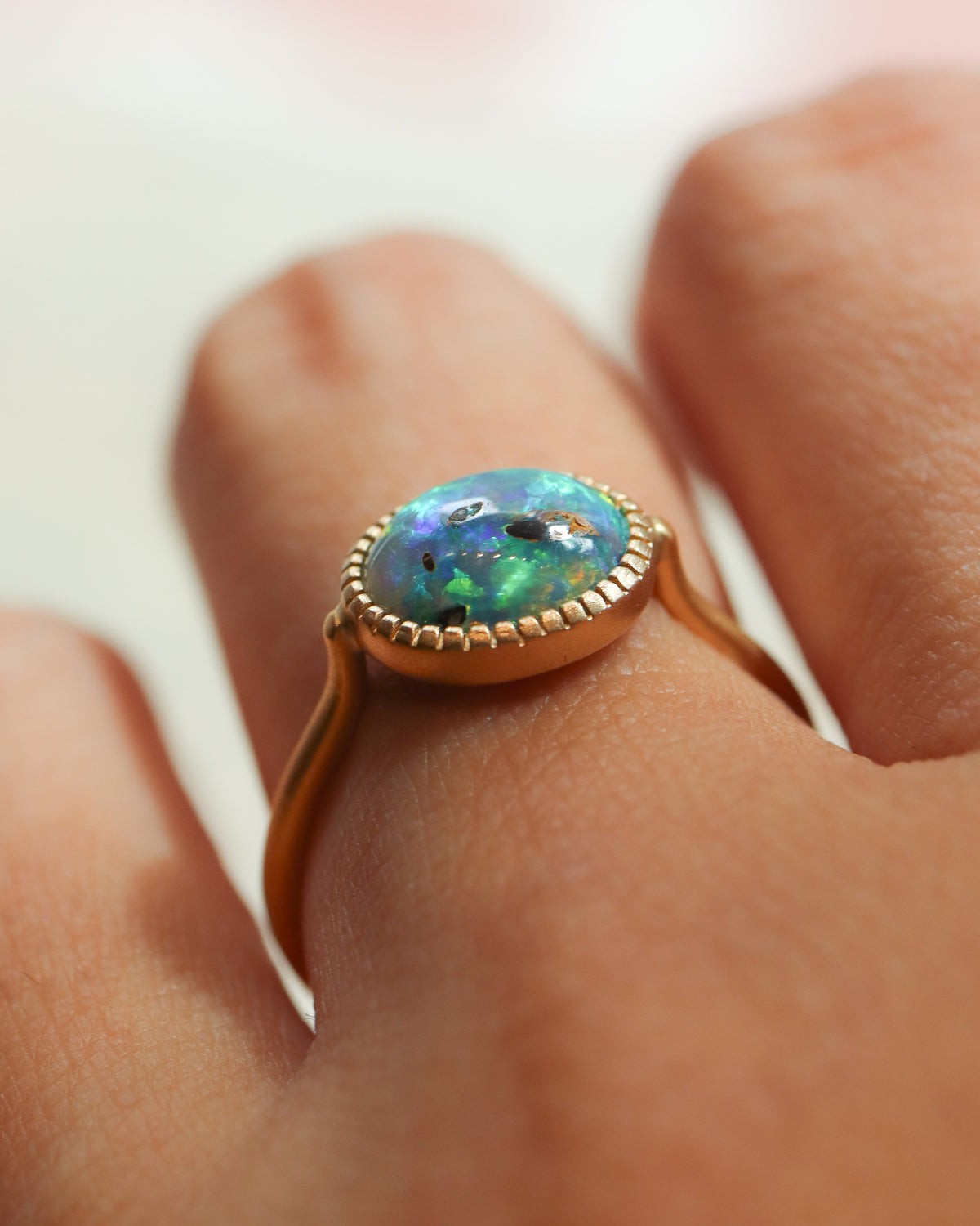 Milgrain Ring - Boulder Opal -