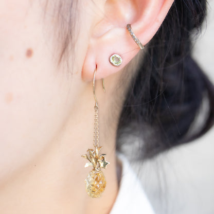 Pineapple Pierced Earrings - Citrine -