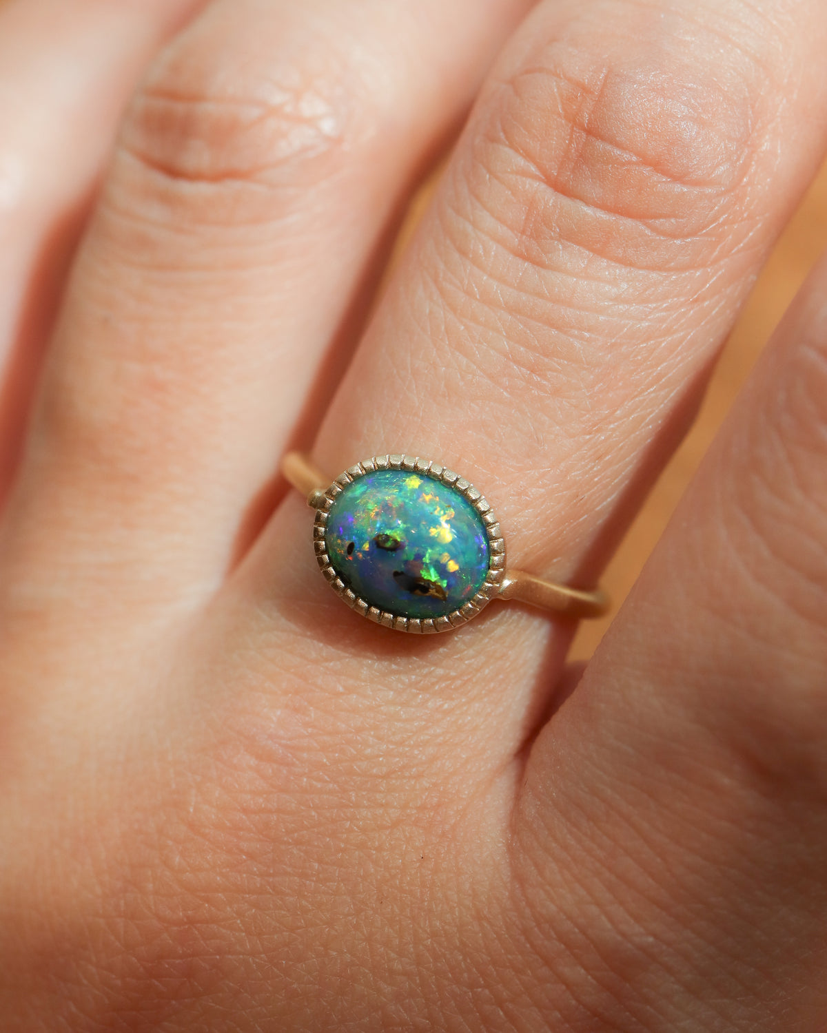 Milgrain Ring - Boulder Opal -