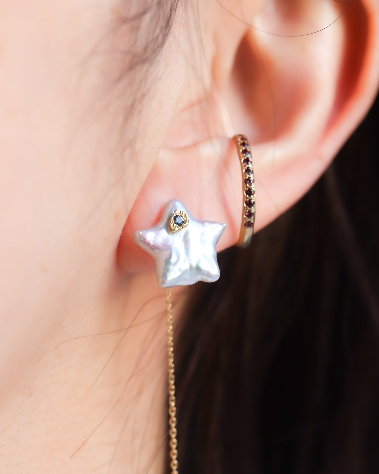 Flat Pierced Earring - Pearl / A -