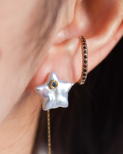 Flat Pierced Earring - Pearl / A -