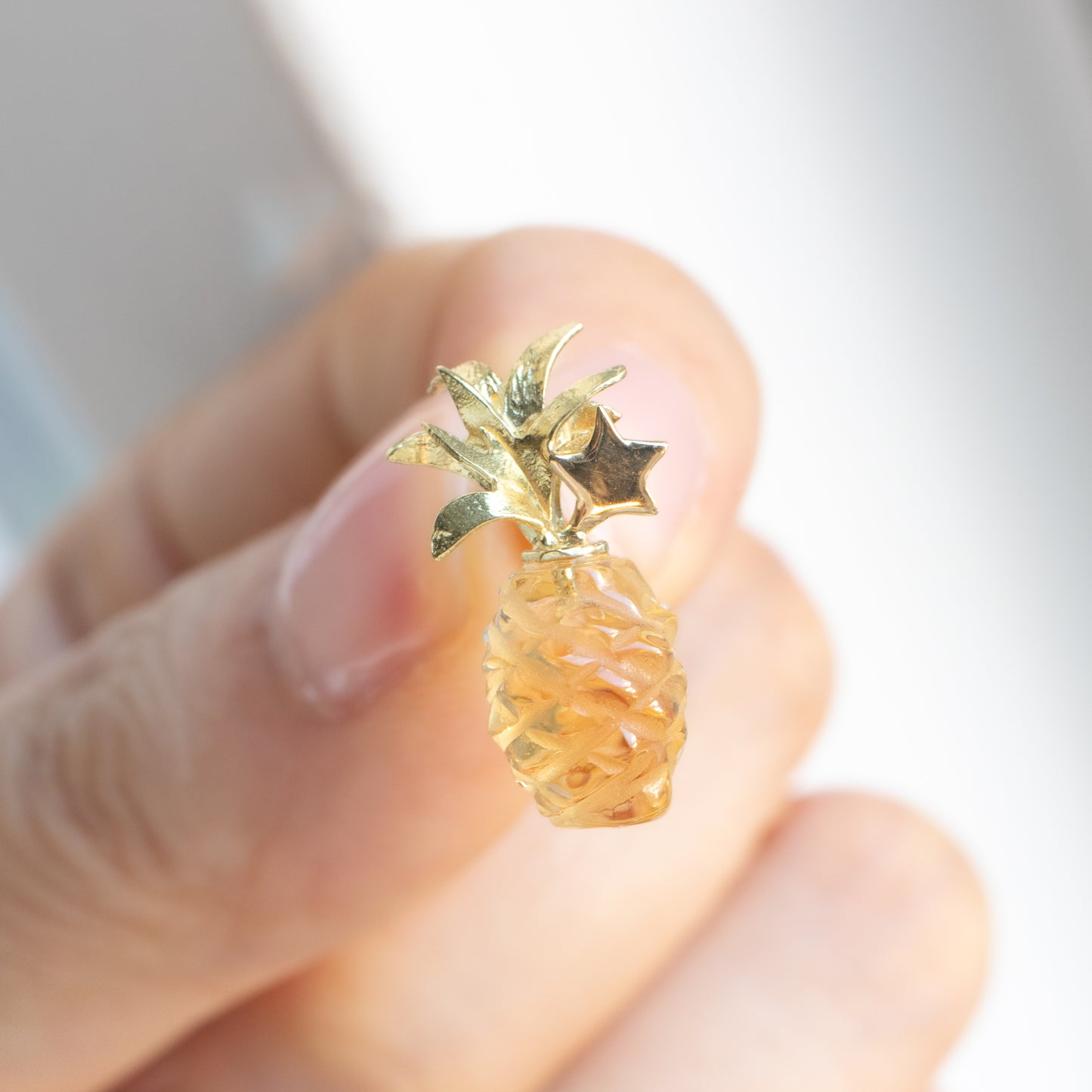 Pineapple Stud Pierced Earrings - Citrine -