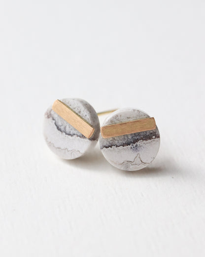 Bar stone Pierced Earring - Agate -