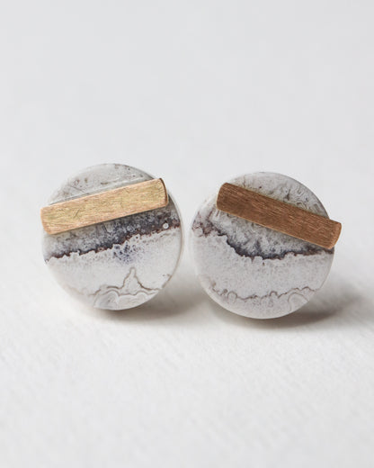 Bar stone Pierced Earring - Agate -