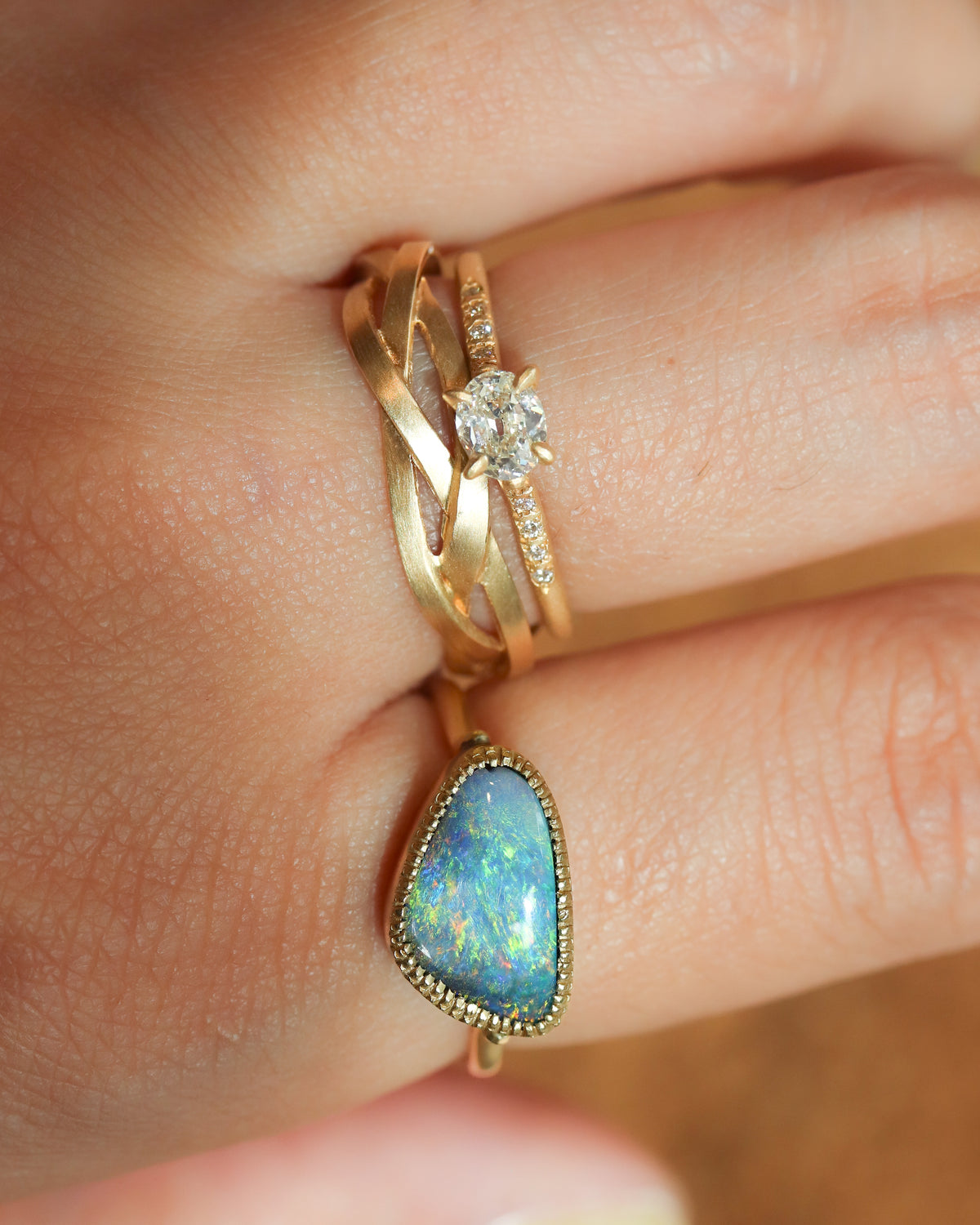 Milgrain Ring - Boulder Opal -