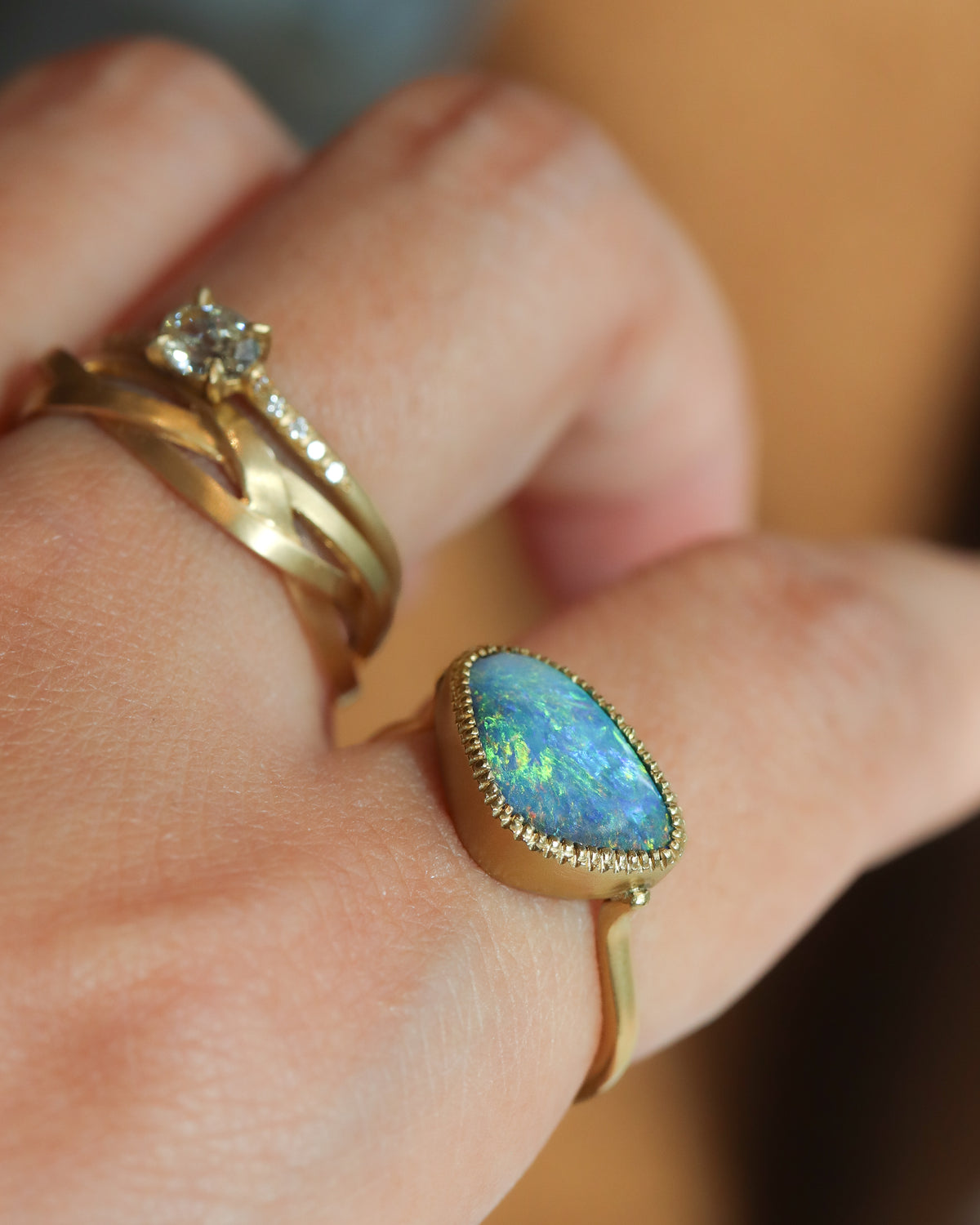 Milgrain Ring - Boulder Opal -