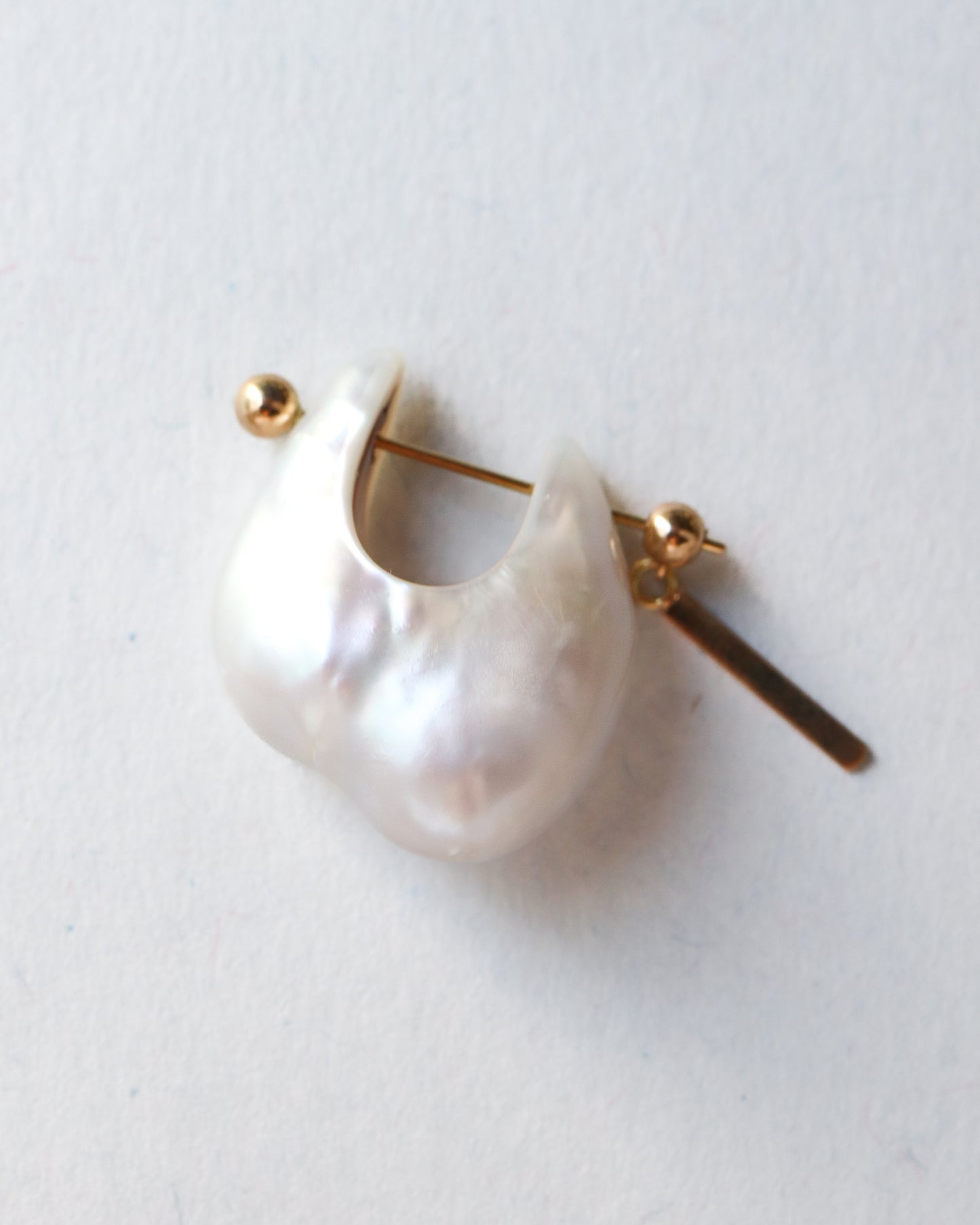 Rock Pierced Earring - Freshwater Baroque Pear / B-