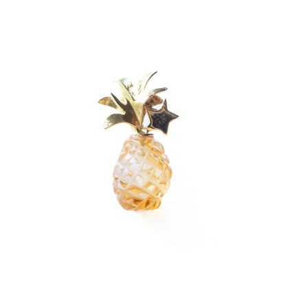 菠萝穿孔耳环 - 黄水晶 -