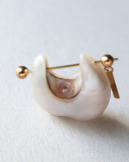 Rock Pierced Earring - Freshwater Baroque Pear / B-