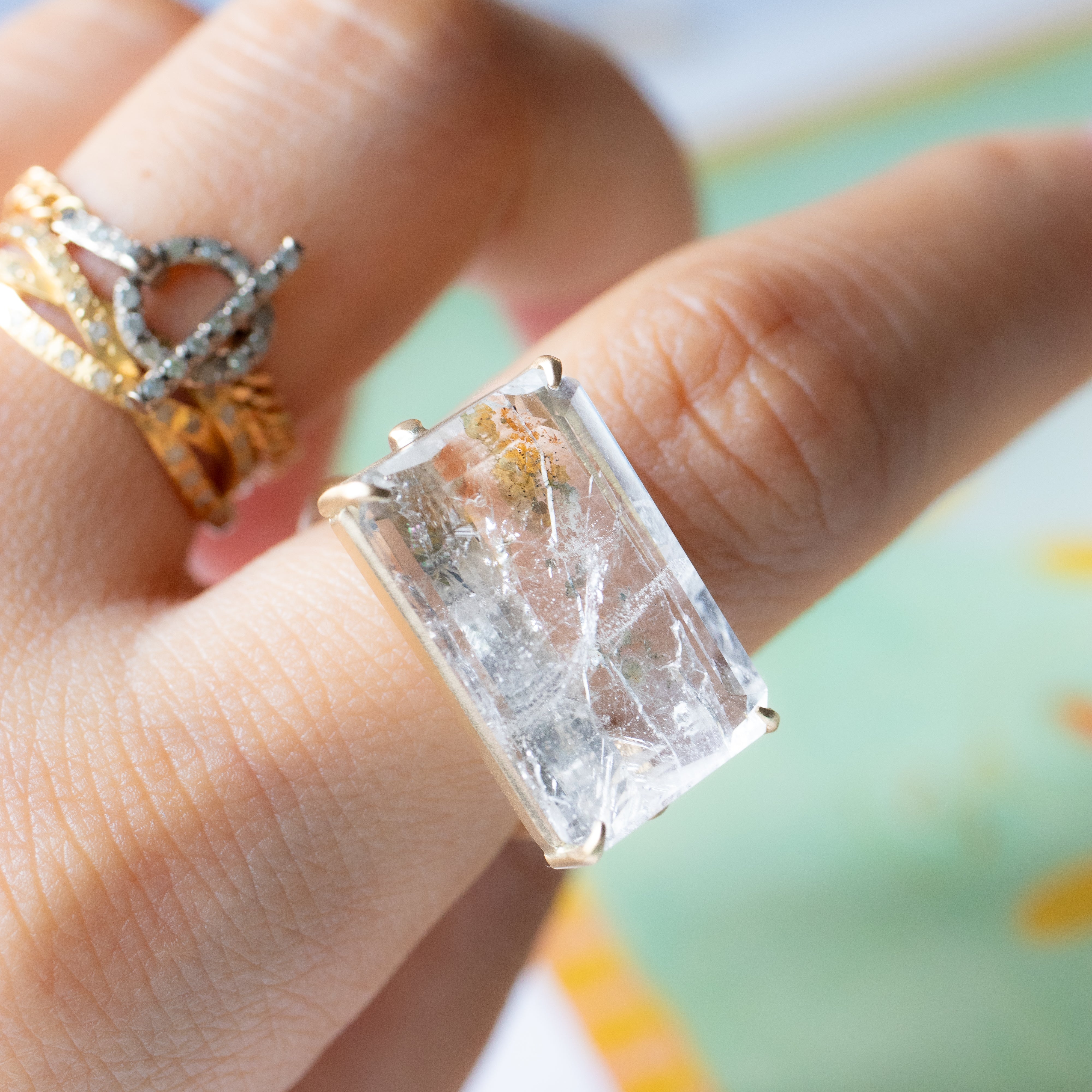 Prong Ring - Gormanite In Quartz -