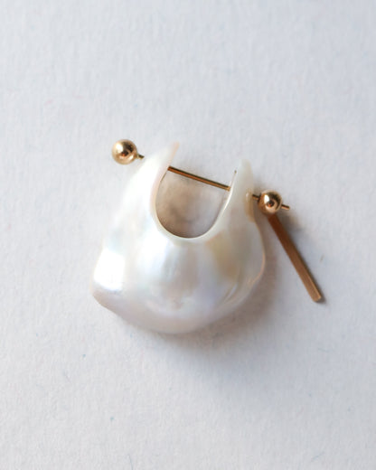 Rock Pierced Earring - Freshwater Baroque Pear / C -