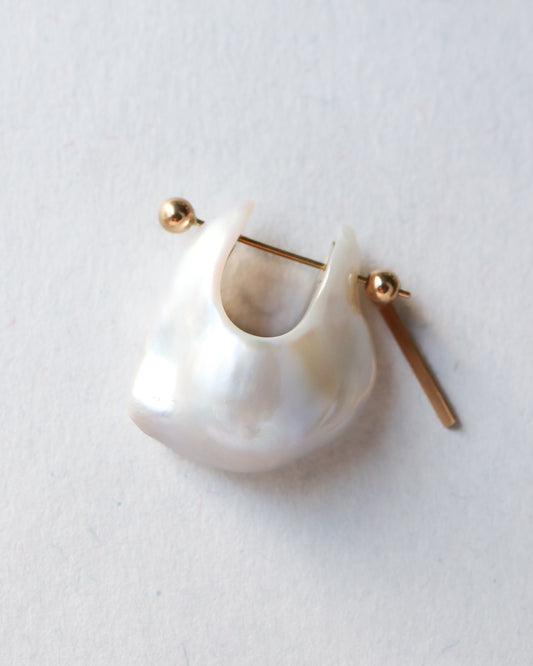 Rock Pierced Earring - Freshwater Baroque Pear / C -