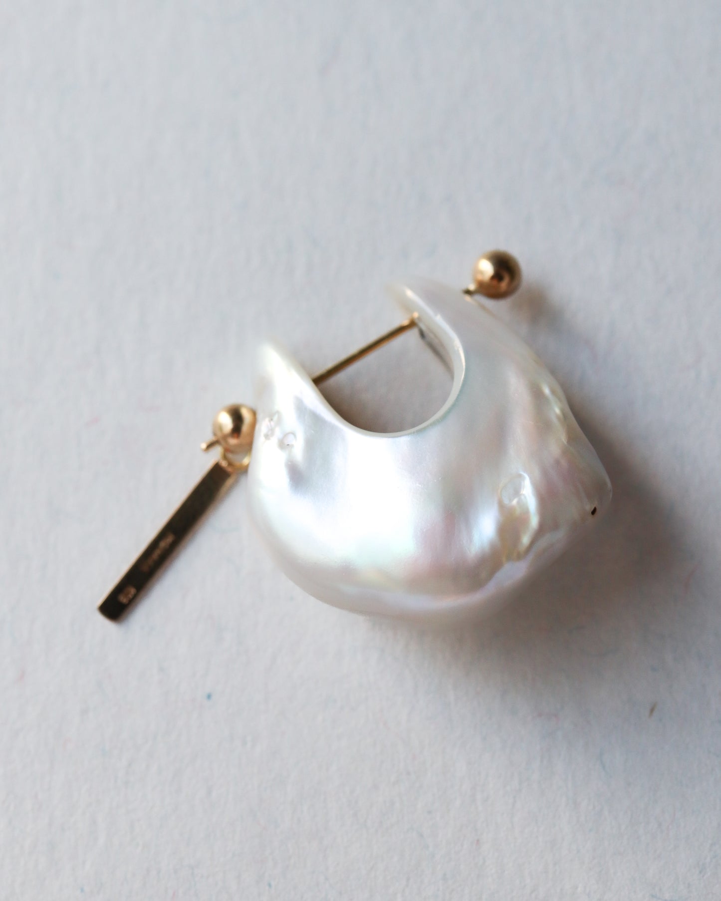 Rock Pierced Earring - Freshwater Baroque Pear / C -