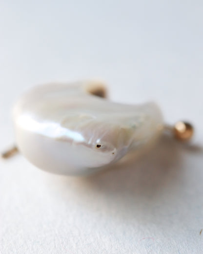 Rock Pierced Earring - Freshwater Baroque Pear / C -