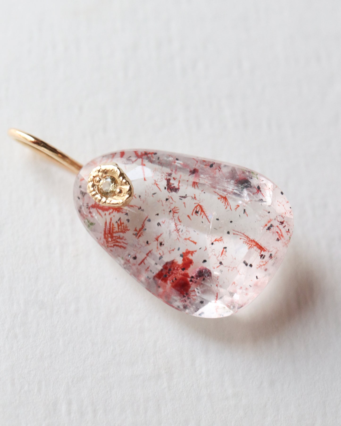 Flat Necklace - Strawberry Quartz -