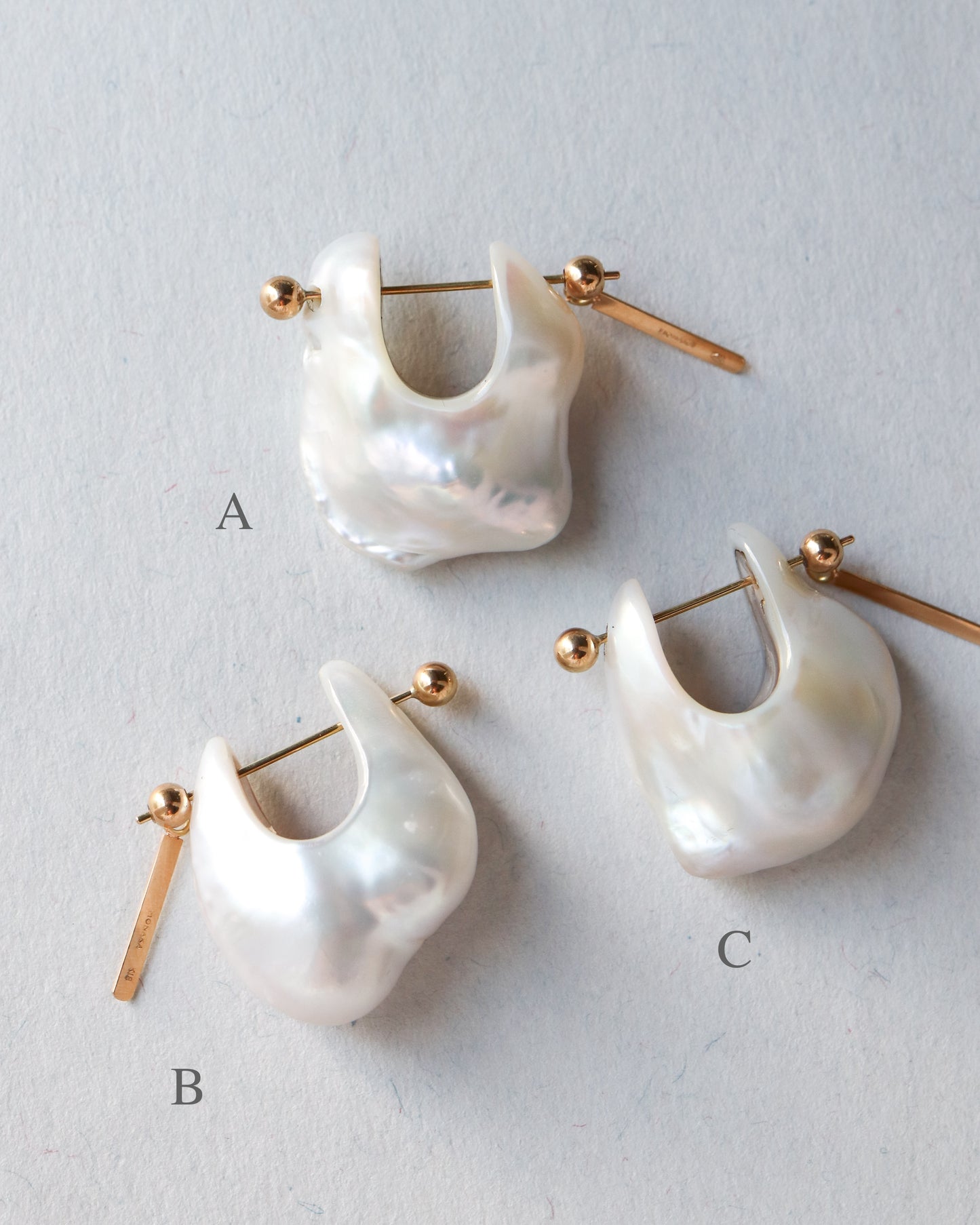 Rock Pierced Earring - Freshwater Baroque Pear / C -