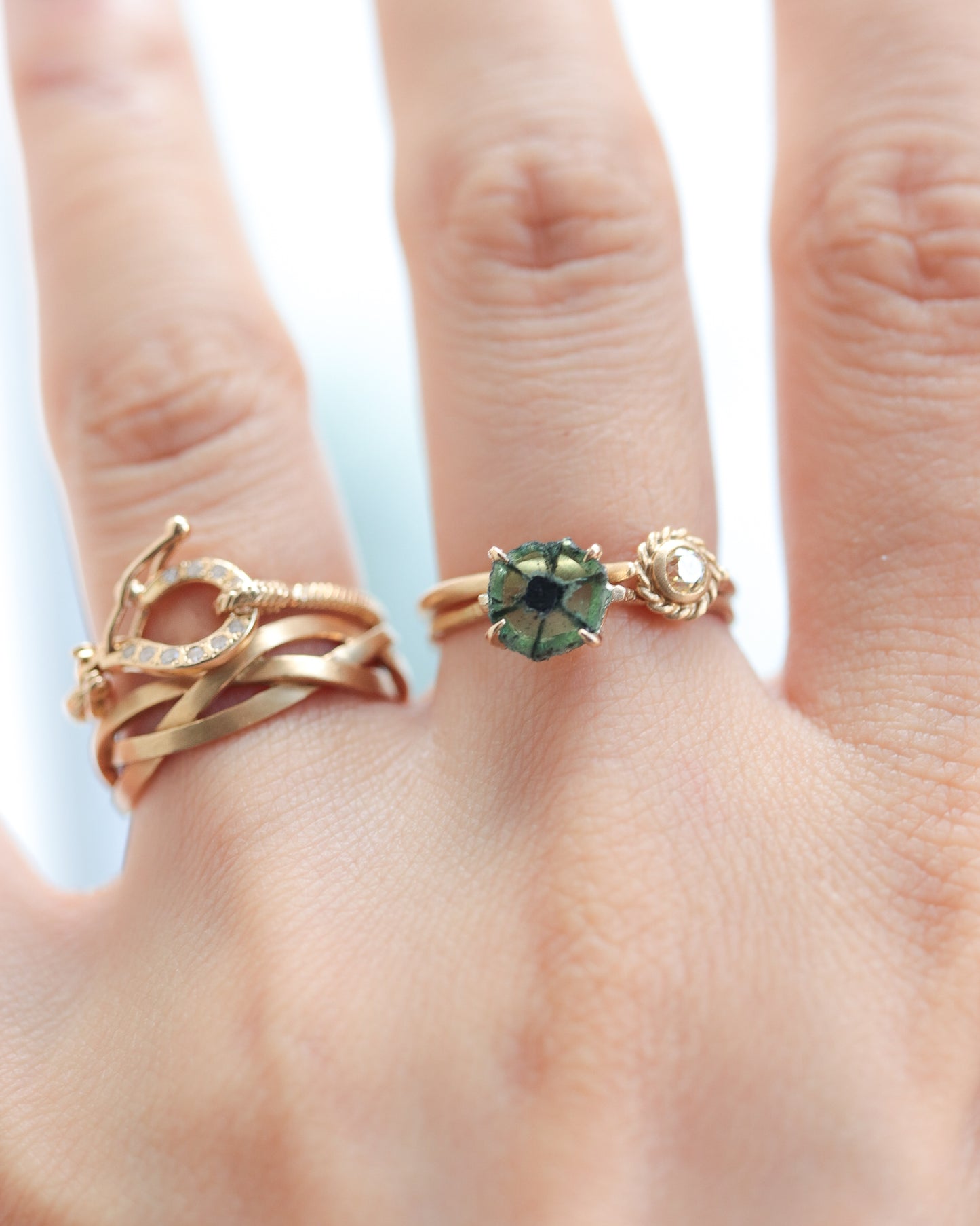 【1/18 sat.12:00〜 NEW IN】Prong Ring - Trapiche Emerald -