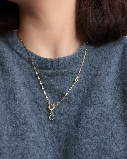 【1/18 sat.12:00〜 NEW IN】HorseShoe Prong Necklace - Trapiche Emerald -