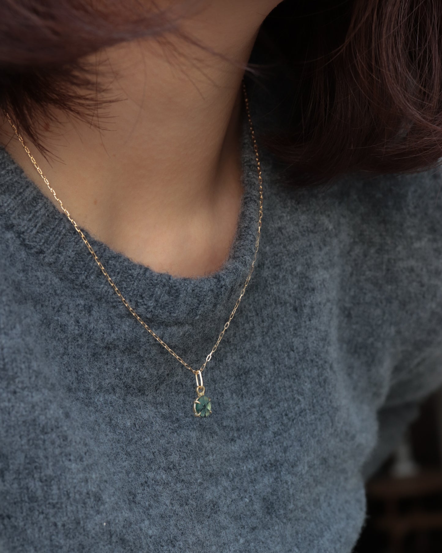 【1/18 sat.12:00〜 NEW IN】HorseShoe Prong Necklace - Trapiche Emerald -