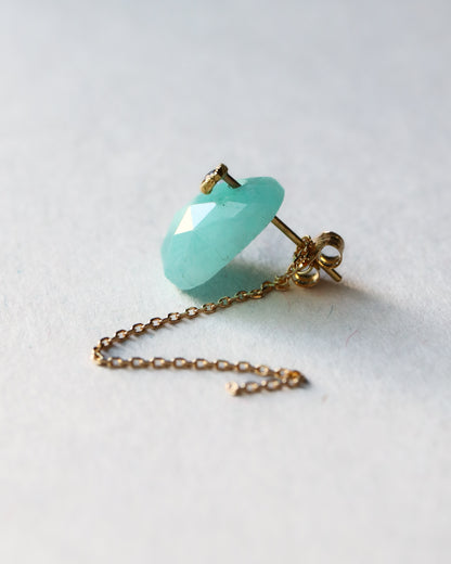Flat Pierced Earring - Amazonite -