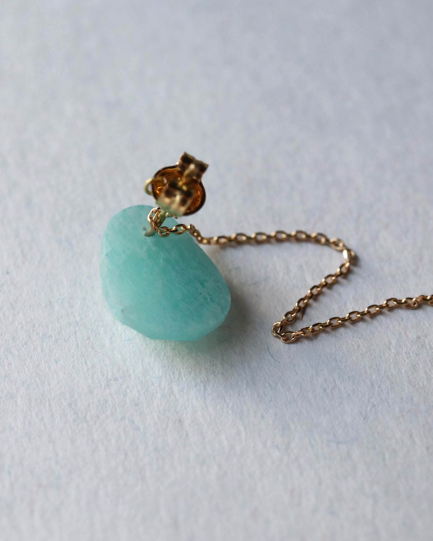 Flat Pierced Earring - Amazonite -