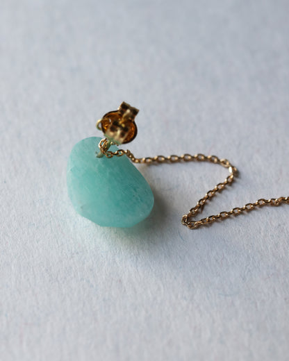 Flat Pierced Earring - Amazonite -