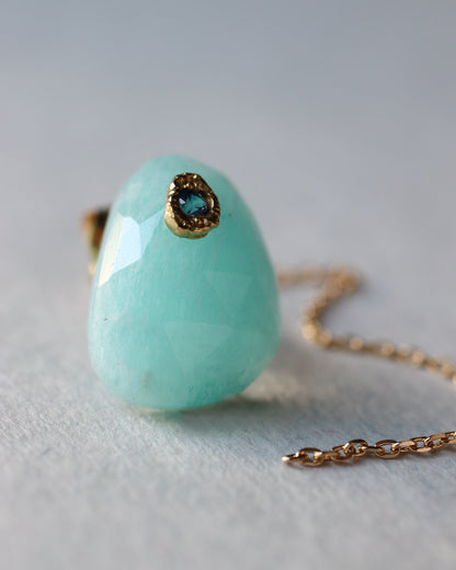 Flat Pierced Earring - Amazonite -