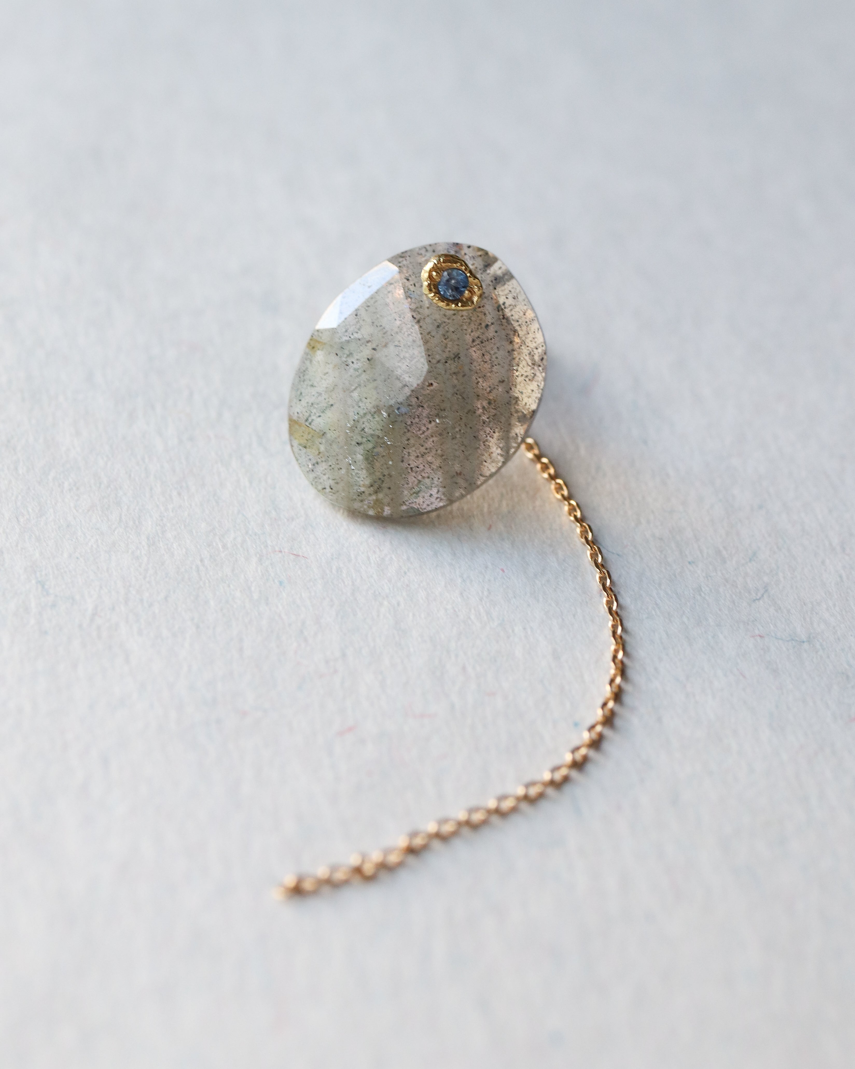 Flat Pierced Earring - Labradorite -