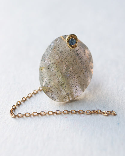 Flat Pierced Earring - Labradorite -