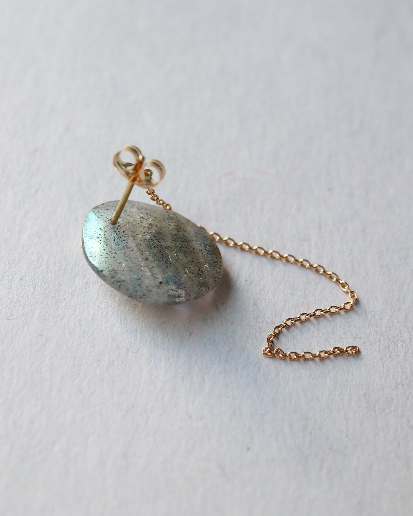 Flat Pierced Earring - Labradorite -