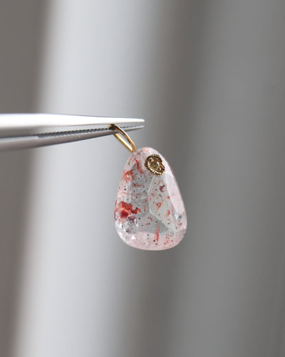 Flat Necklace - Strawberry Quartz -