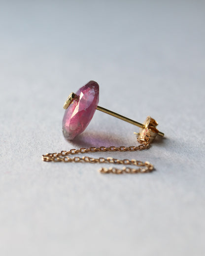 Flat Pierced Earring - Bicolor Tourmaline -