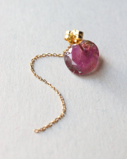 Flat Pierced Earring - Bicolor Tourmaline -