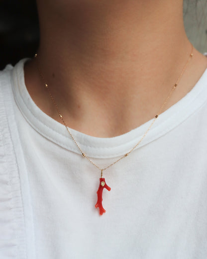 Flat Necklace - Coral -