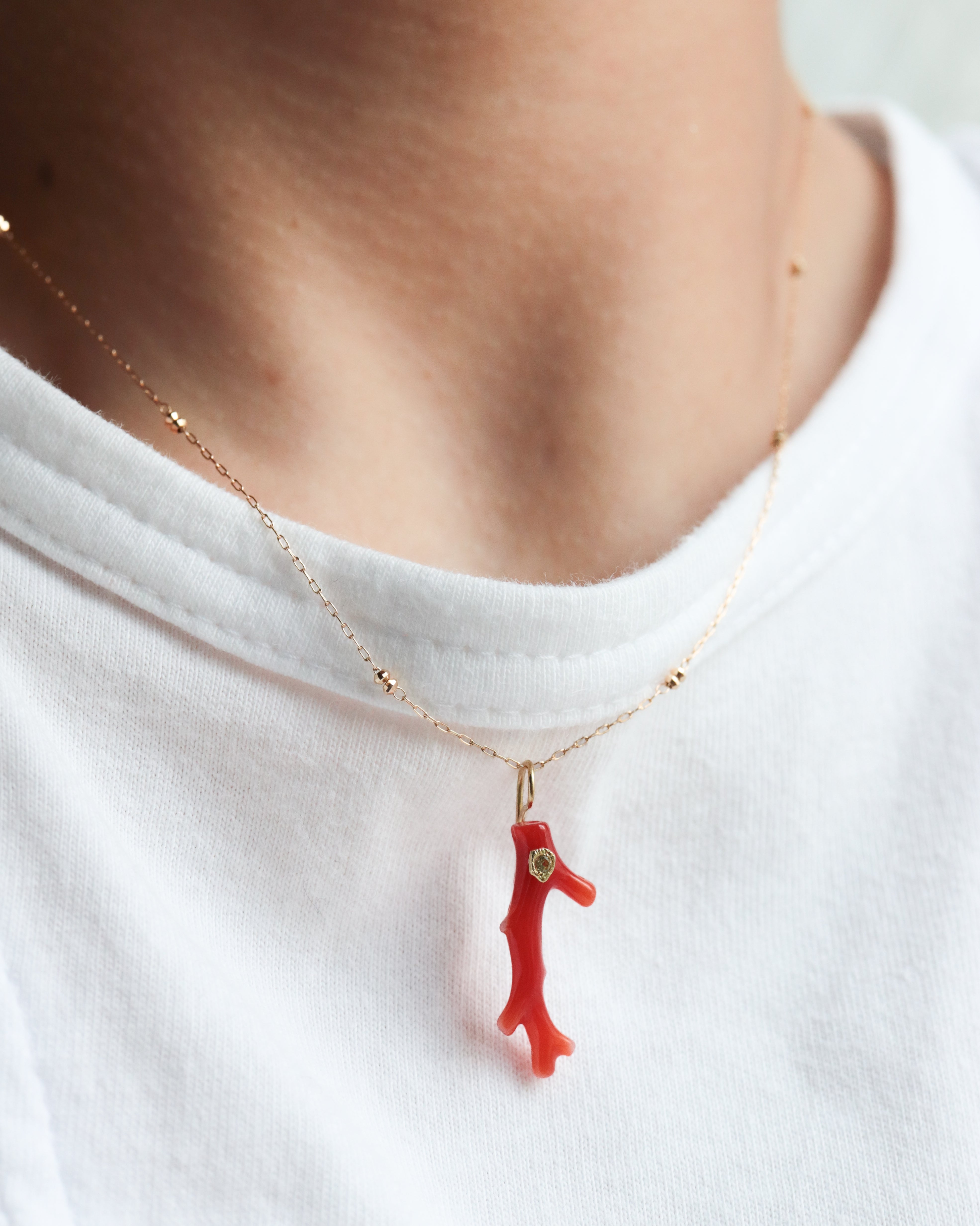 Flat Necklace - Coral - – MONAKA jewellery