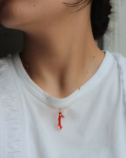 Flat Necklace - Coral -