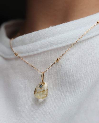 Flat Necklace - Golden Rutilated Quartz -