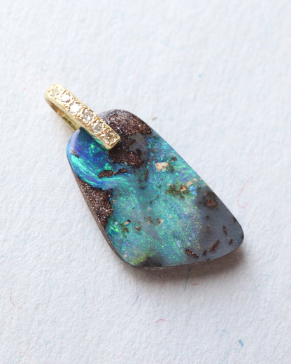 Hibiki Stone Necklace - Boulder Opal / Diamond -