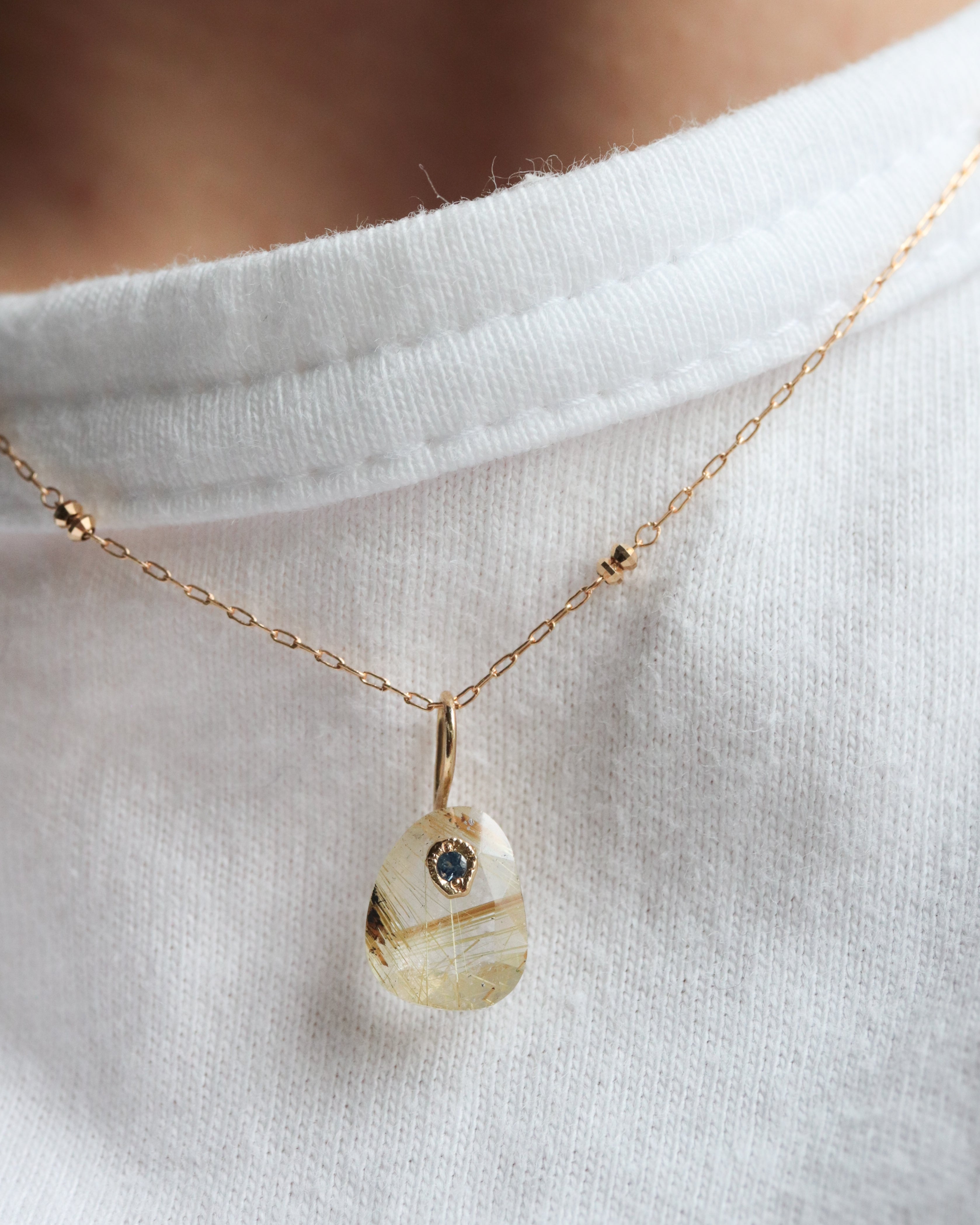 ゴールドチル Flat Necklace - Golden Rutilated Quartz - – MONAKA jewellery